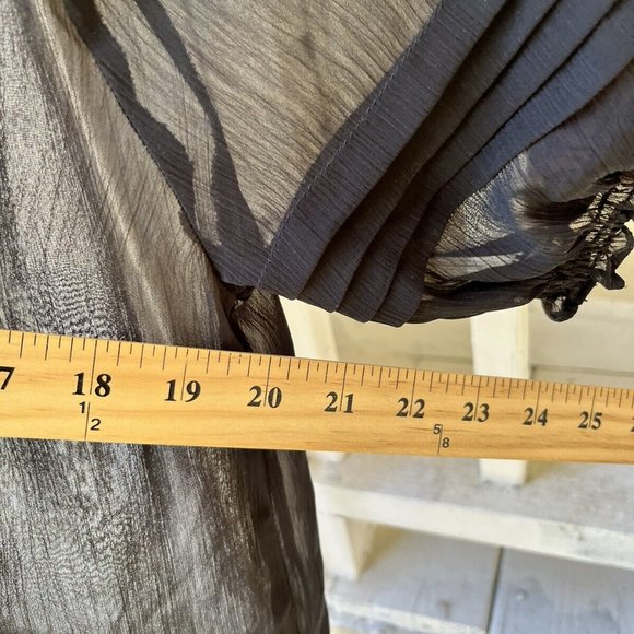 Miley Cyrus Max Azria Women Black Ruffle Boat Neck Surplice Sheer Blouse Size M - Picture 7 of 10